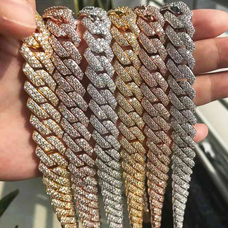 

14mm Gold Chain Design for Men, Iced Out Square Cuban Link Mens Chains