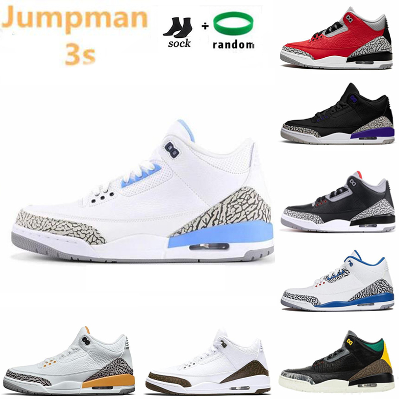 

Top Quality Jumpman 3s Basketball Shoes 3 Laser Orange Midnight Navy Racer Blue Court Purple Cool Grey UNC Tinker Georgetown Black Cement Mens Trainers Sneakers, 25