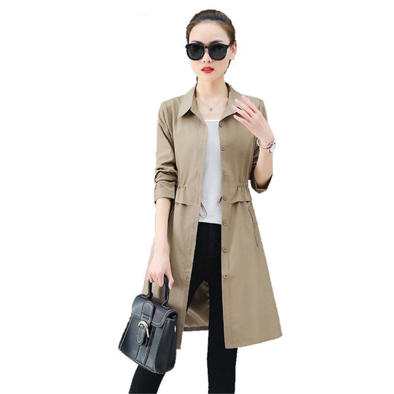 Women's Trench Coats Plus 2X Thin Coat Women Elegant Overcoat Big Size Windbreaker Female Spring Nine-sleeved Casual Outerwear Casaco Femini-image-733221498