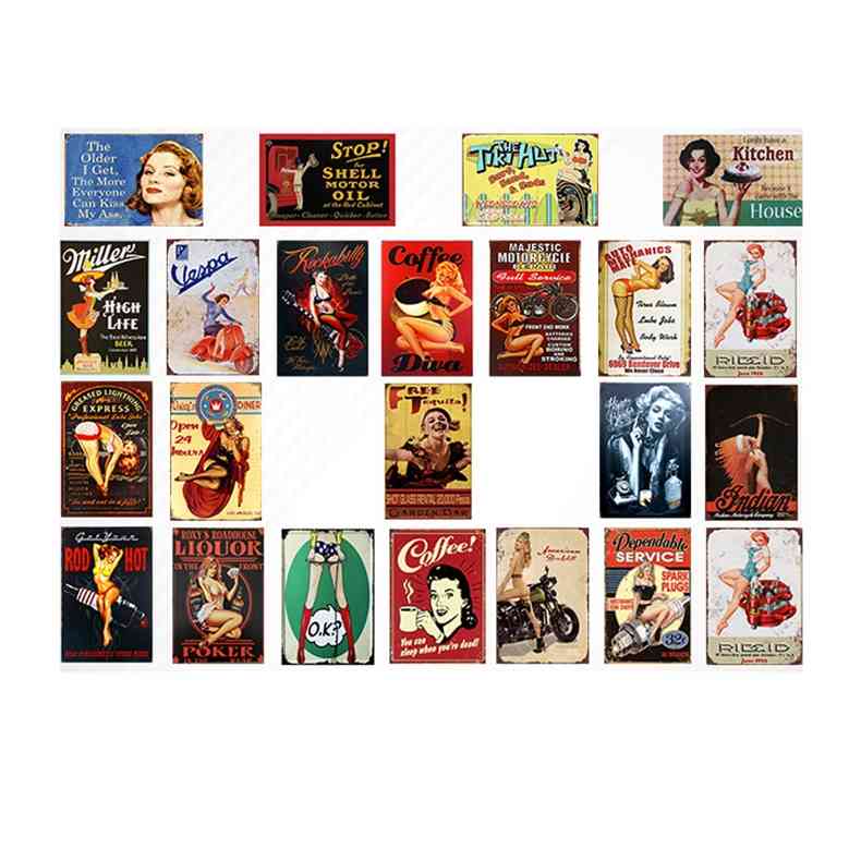

Sexy Girl Tin Sign Plaque Vintage Wall Decor for Bar Retro Metal Posters Iron Paintinga