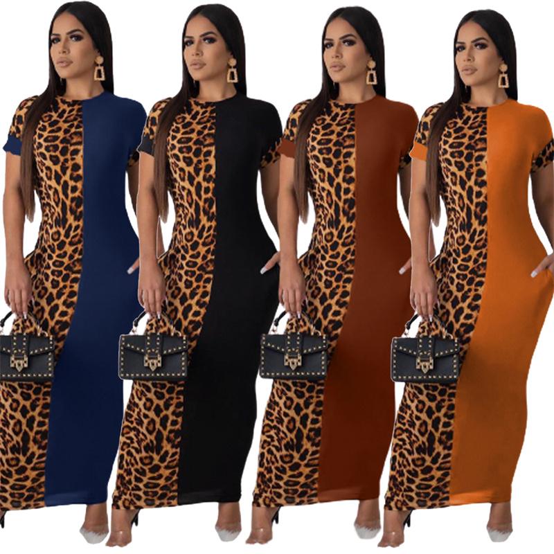 

Casual Dresses 2021 Ladies Plus Size Dress Leopard Print Patchwork Summer Women Long, Black