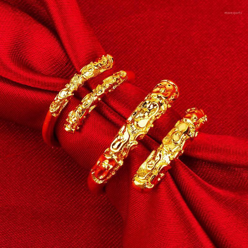 

Wedding Rings Couple Tripitaka's Curse 24K Gold For Couples Women Men Anniversary Engagement Jewelry Wholesale1