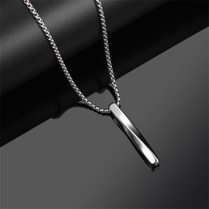 

Pendant Necklaces SQUARE TWISTED COLUMN NECKLACE FOR MEN STAINLESS STEEL MALE FEMALE COUPLES JEWELRY