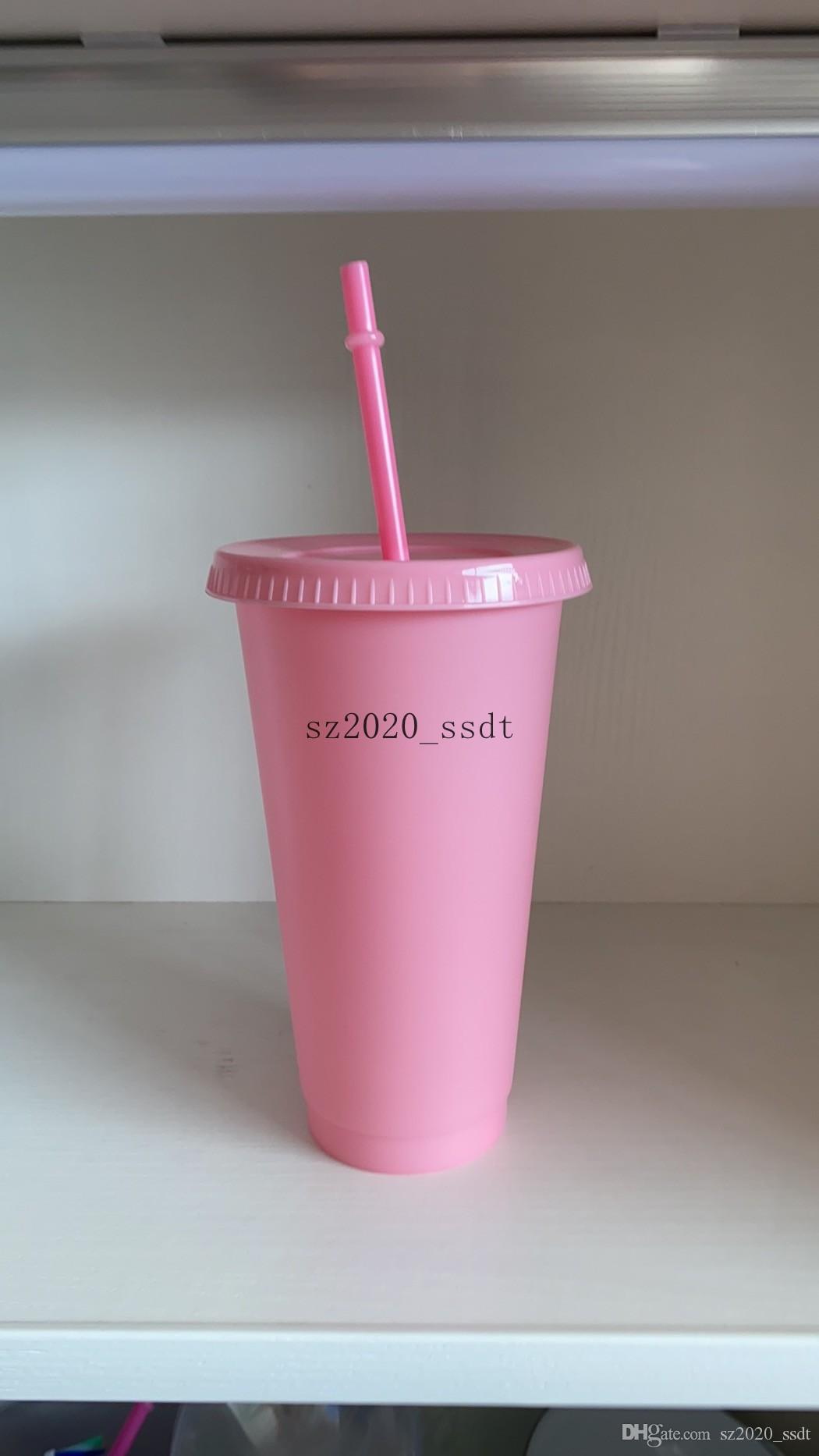 

5 pieces 24 oz beverage Tumblers juice and straw magic coffee cup custom Starbucks plastic cup, you can customize the logo, Black