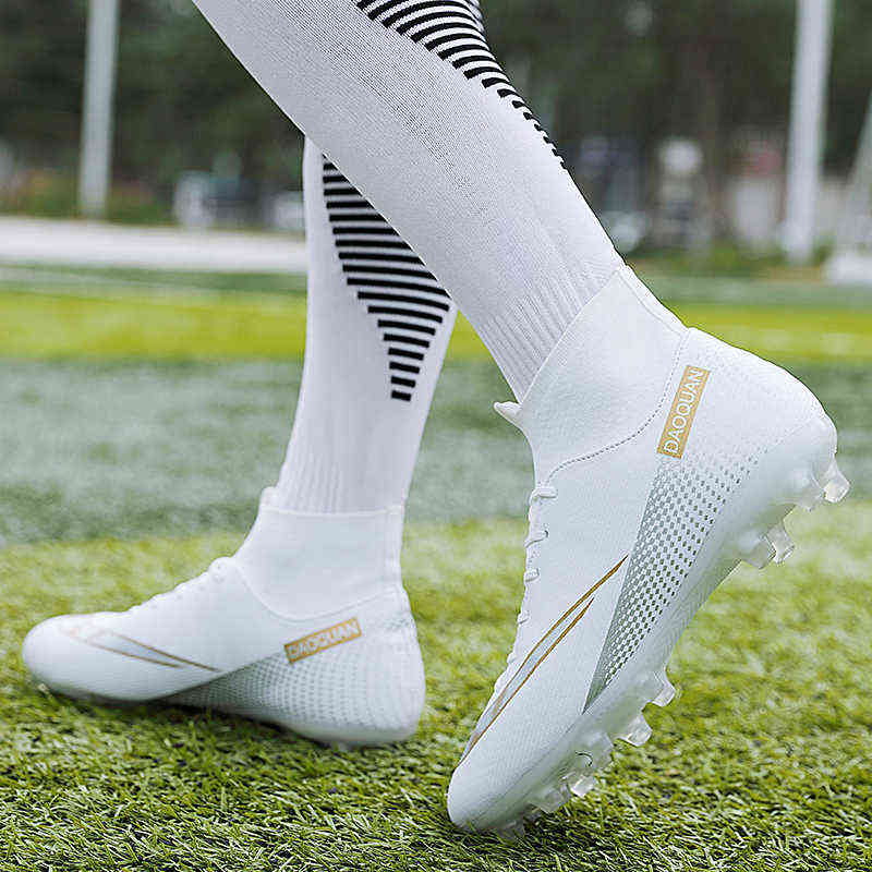 

Soccer Shoes Dr.eagle Fashion New Specializedl Football Men's High Ankle Sports Lightweight Children Boy Breathabl 1125, 8-2150-white