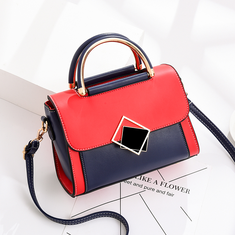 

2021 New Women Small Square Bag Ladies Car Line Patchwork Fashion Handbag Retro Shoulder Bags Messenger Bag Mobile Phone Packet, Red navy handbag
