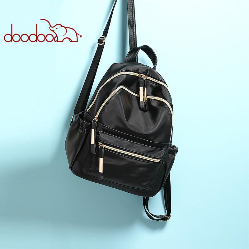 

School Bags DooDoo Bag Female 2021 Fashion Large Capacity Backpack Leisure Travel Student, Black