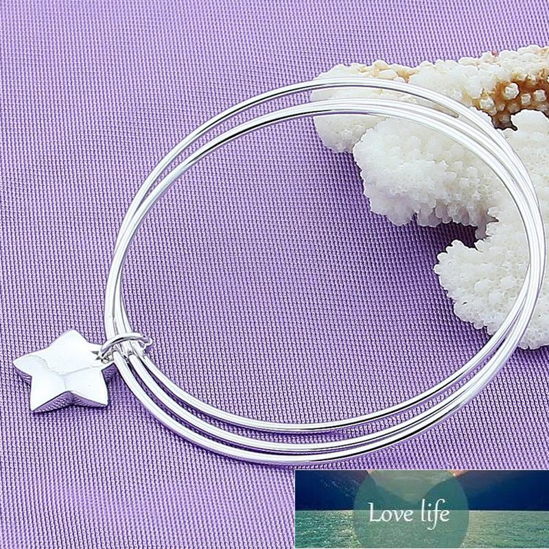 

Silver Bangle 925 Jewelry Fashion Three Circle Star Bracelet Bangle For Women Charm Bracelet Factory price expert design Quality Latest Styl, Golden;silver