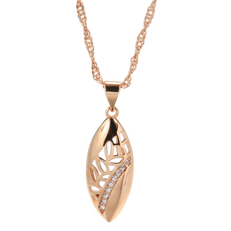 

Chains Kinel 2022 Trendy Ethnic Bride Wedding Necklace Luxury 585 Rose Gold Natural Zircon Pendant For Women Fine Boho Jewelry