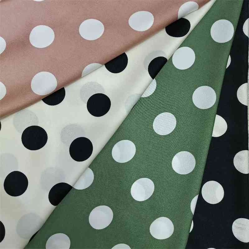 New Matte Satin Dot Fabric imitation acetate 3cm dot print dress fabric-image-700207592