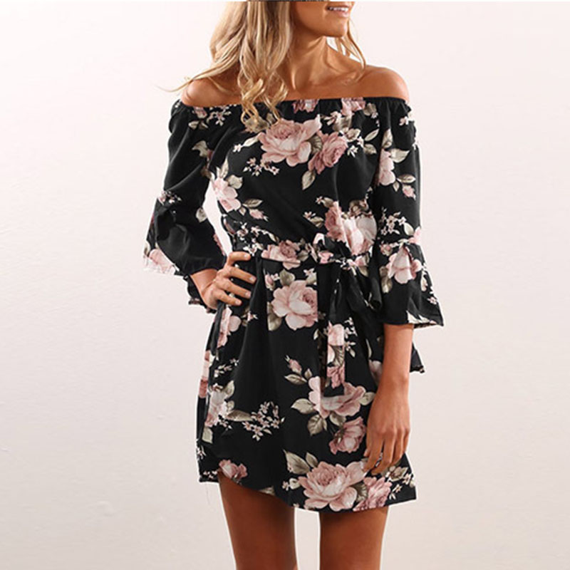 

korean fashion clothing dress Slash Neck pencil print suits puff sleeve above knee shorts dresses butterfly romper for women 2021 summer style outfits, Black