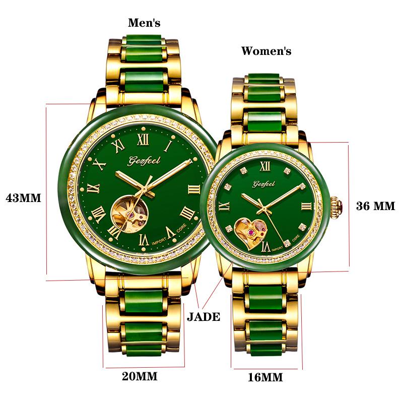 

Wristwatches Jade Hollow Lovers' Mechanical Watch Waterproof Automatic For Men And Women Luxury Gift Relogio Masculino, 02