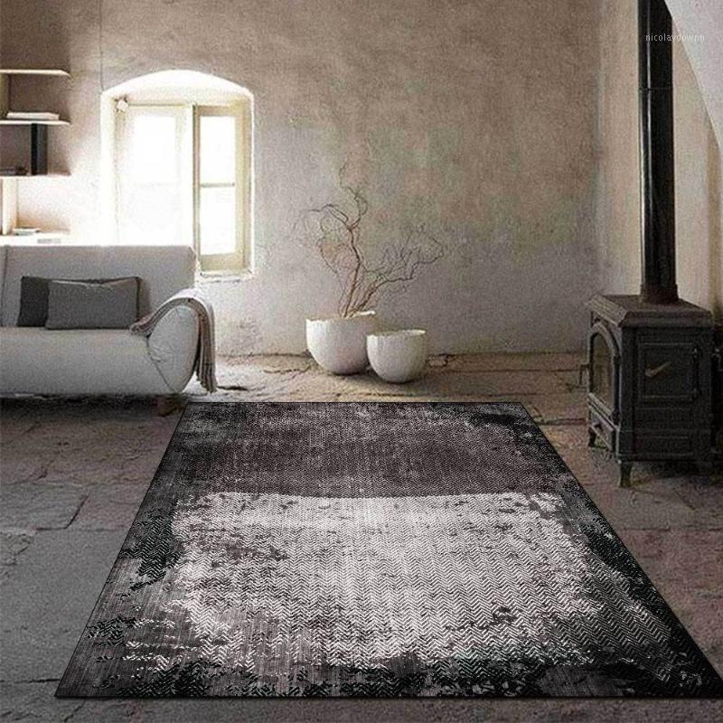 

Carpets Modern Style Bedroom Bedside Carpet Abstract Retro Stain-Resistant Dark Gray Geometric Area Rug Living Room Sofa Table Floor Mat