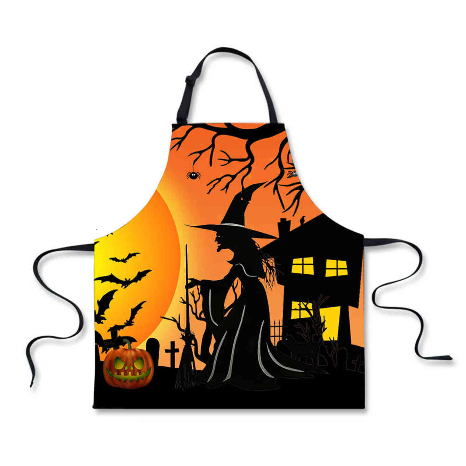

Custom Made Aprons Ghost Castle Ghost House Halloween Bat witch kitchen suppli Cooking Apron Gift