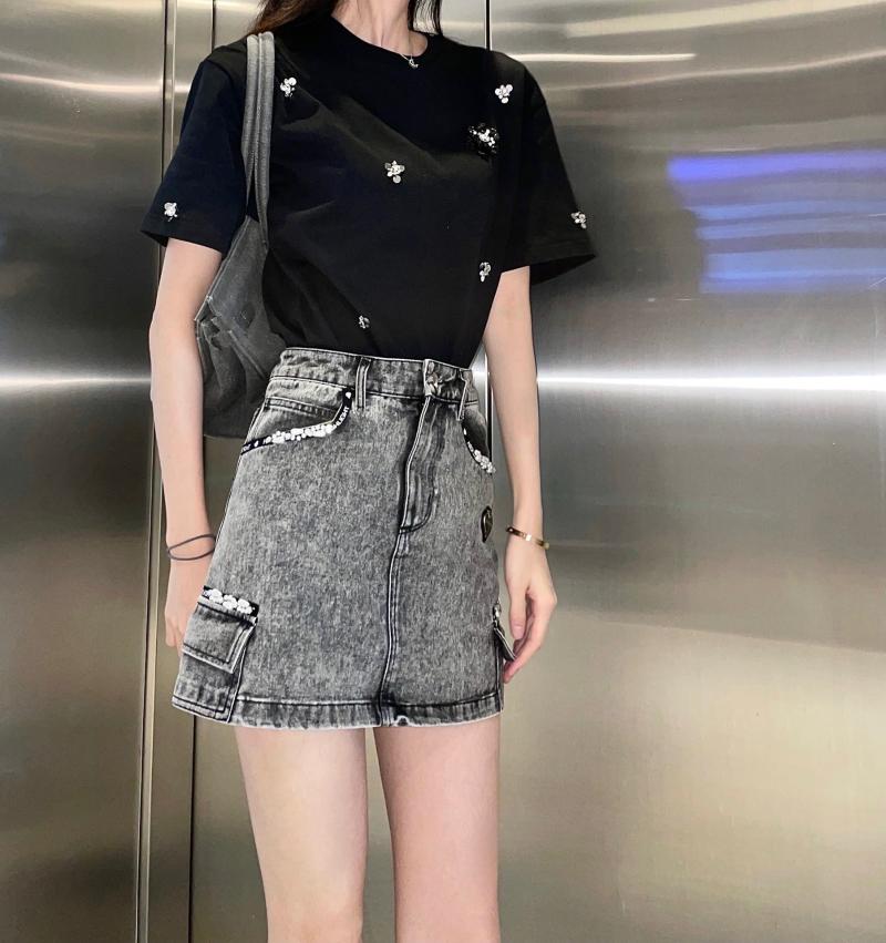 

Skirts High Quality Summer Women Pearl Grey Denim A-Line Skirt For Ladies Ddxgz2 6.02, Gray