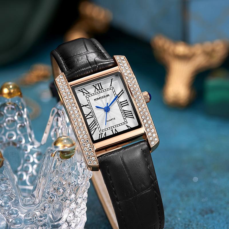 

Wristwatches I'WAIT Women Watches Fashion Square Ladies Quartz Watch Simple Rose Gold Luxury Lover Gift, Red