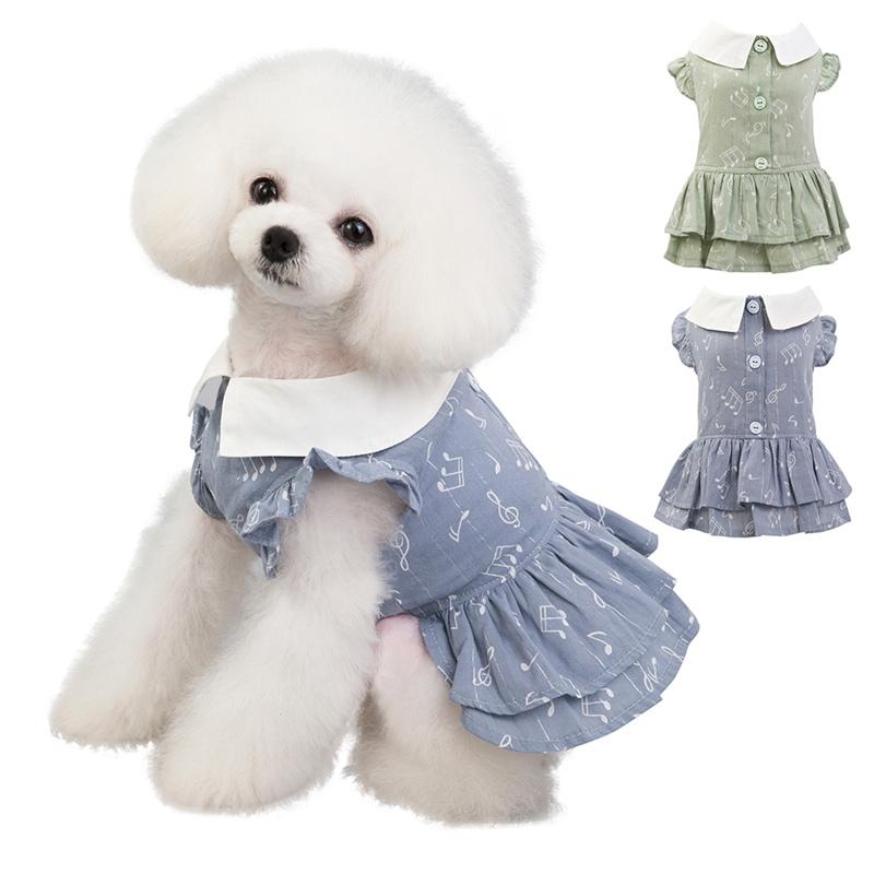 

Dog Apparel Pet Girls Dresses Practical Note Patterns Skirt Clothes Cute Puppy Princess Dress With Doll Collar Clothes.