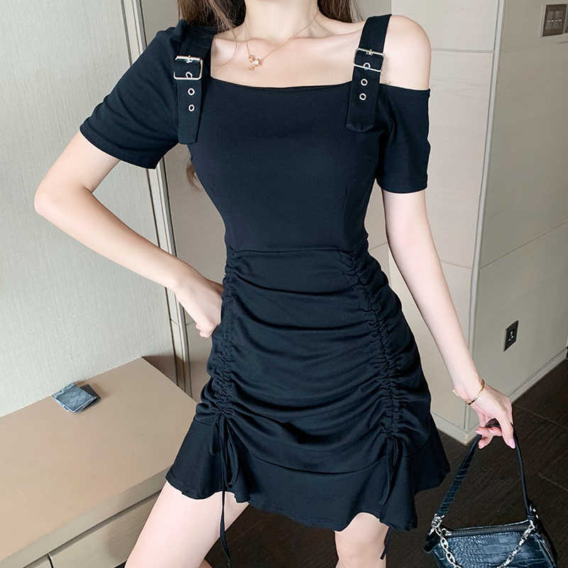 

Summer Dress Women Sexy Off Shoulder Short Sleeve Slim Elastic Bodycon High Waist Party Dresses 210526, Gray