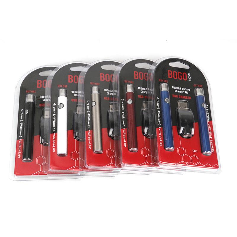 

BOGO Double Battery 400mAh Preheat VV Vape Pen Batteries Charger Blister Pack Kit 510 Thread Battery For CE3 Tank G2 Cartridges
