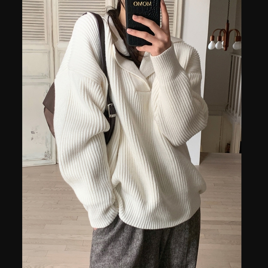 Petit Couleur Fresh Couleur coréenne Pull poule en vrac en vrac Femme Automne 2021 Pull de style paresseux Top épais