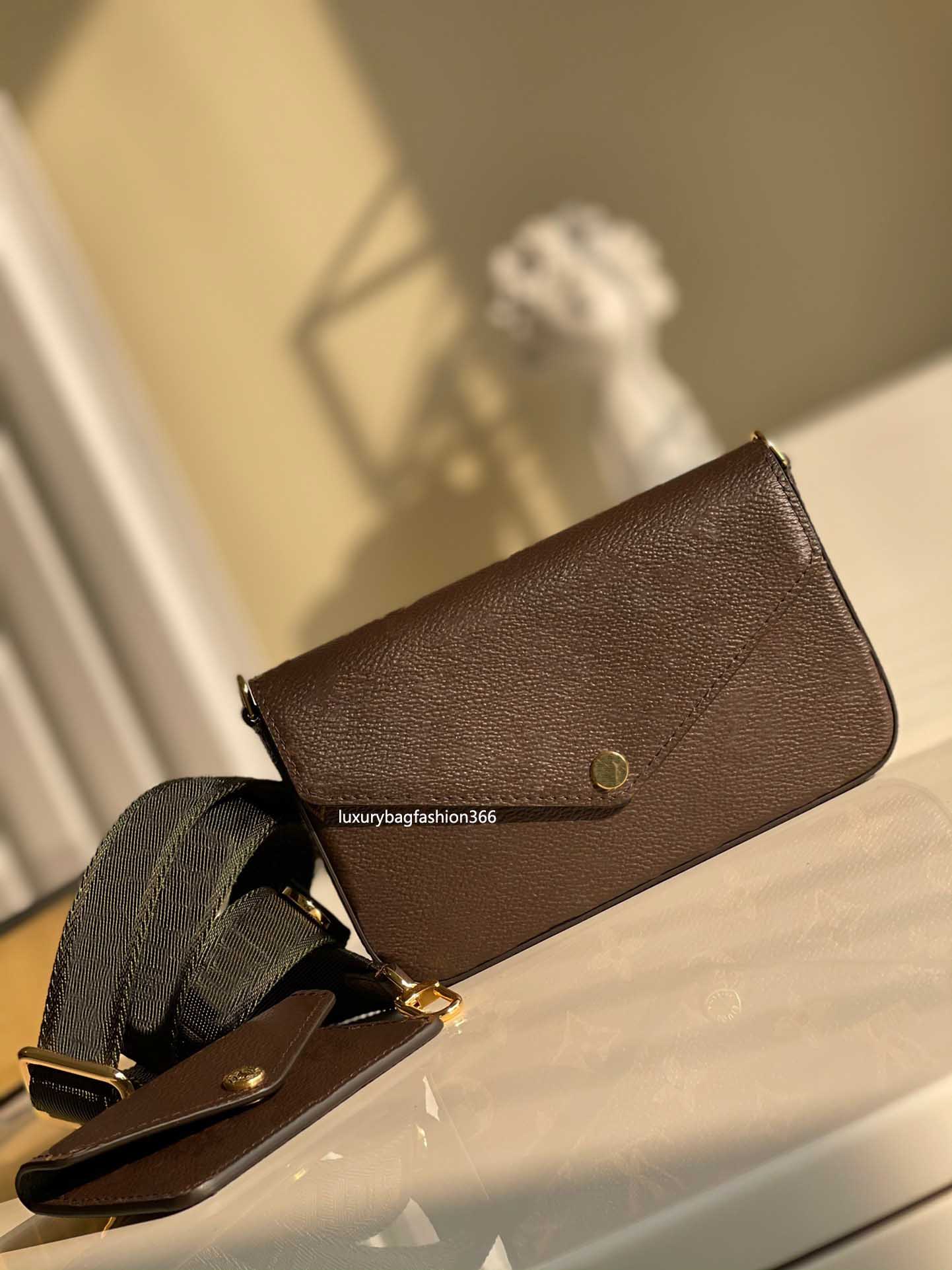 

2021 TOP Multi Pochette M80091 FElicie Strap Go Bag fashion Women Shoulder Bags Designer Purse Monograms Casual Style Canvas 2WAY 3WAY Cross