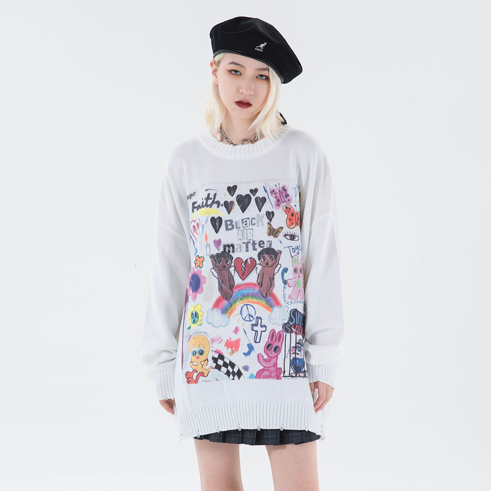 

sweaters sweater Graffiti women's winter clothes 2021 large sleeves long purple top fashion kawaii beautiful streetwear