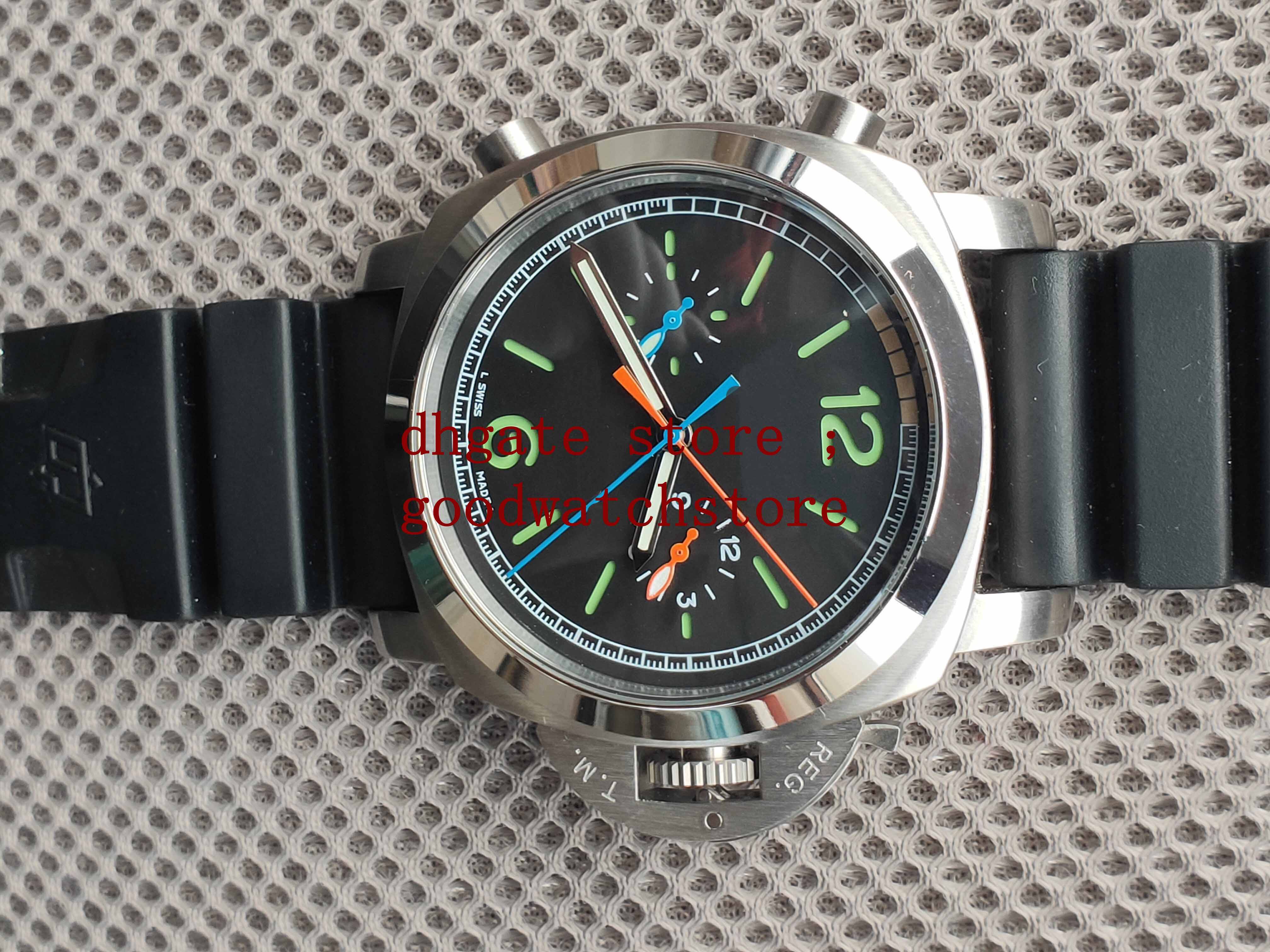 

Mens luxury Racing watches PAM00427 47mm mechanical Power savings Black rubber Wristwatch Movement ETA 2813 Transparent Automatic Fashion Men 316L Dial Watch 20