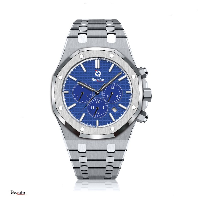 

Men's Automatic Mechanical Watch 26338PT.OO.1220PT.01 REQUIN Brand Royal Blue Six Hands Calendar Multifunction Dial Oak Classic Folding Clasp 45MM, Box