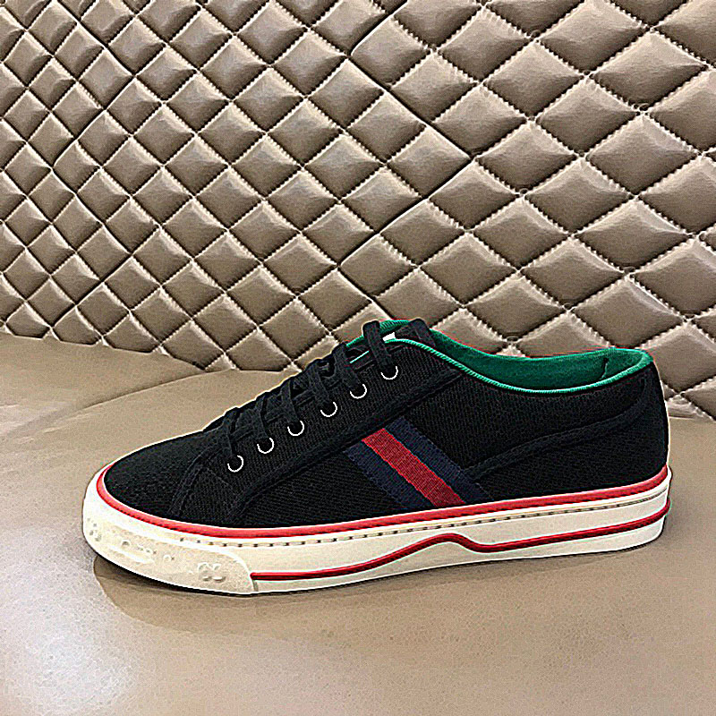 

2021 Tennis 1977 canvas sneakers Luxurys Designers womens Italy Green and red Web stripe Rubber sole stretch cotton low-top mens casual shoes, Black
