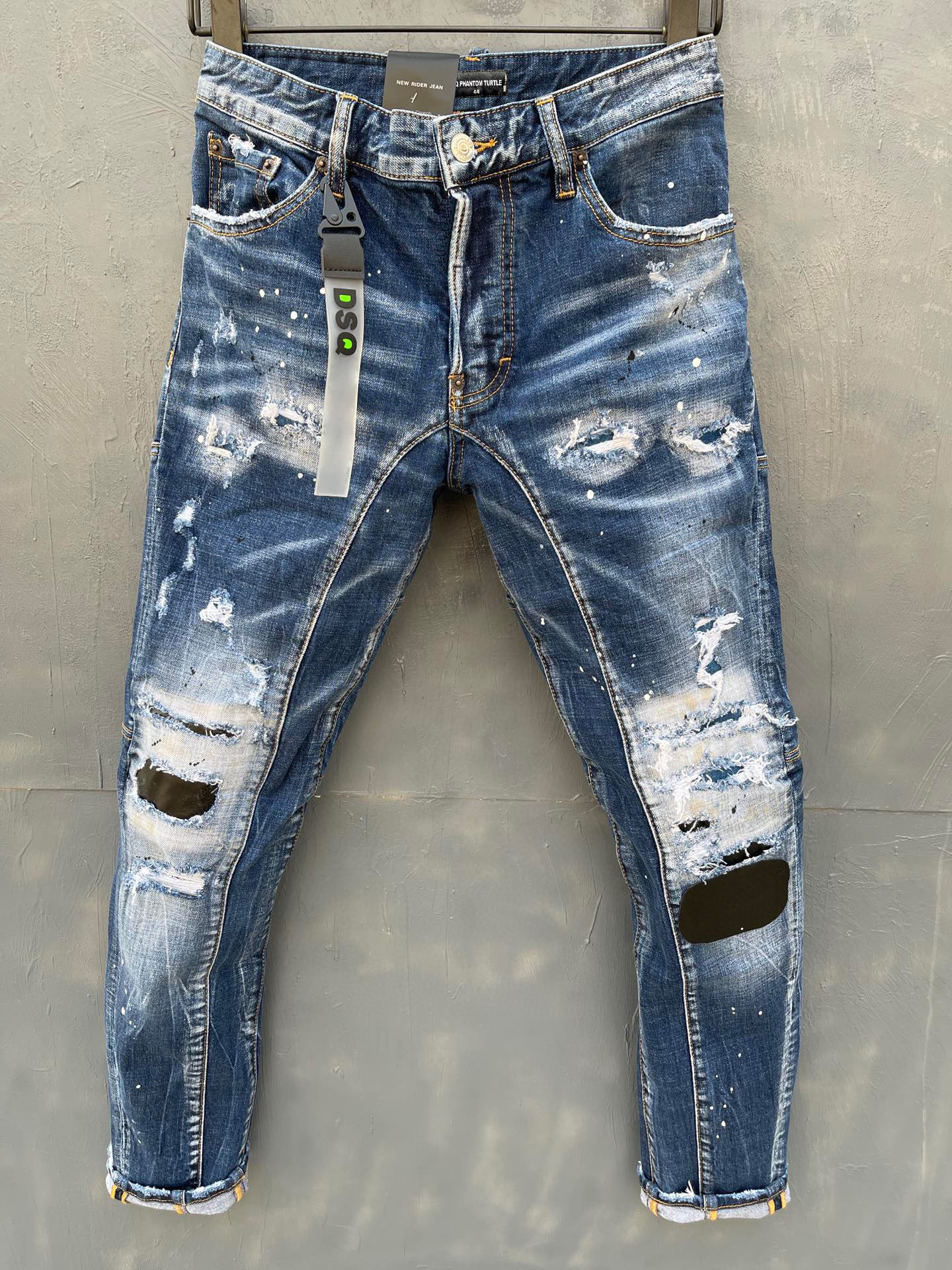 

DSQ PHANTOM TURTLE Classic Fashion Man Jeans Hip Hop Rock Moto Mens Casual Design Ripped Jeans Distressed Skinny Denim Biker DSQ Jeans 6126, As picture