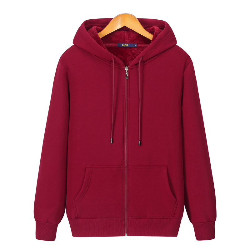 

Winter Plus Men Hoodie Plus Velvet Thick Pure Cotton Solid Color Warm And Soft Ladies Zipper Coat Casual Sweatshirt, Xmwt1011a