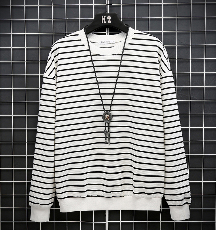 

selling brand Men's Hoodies SweatshirtsClassic black and white stripes are fashionable versatile sweater Round neck Keep warm autumn winter Quality essentials