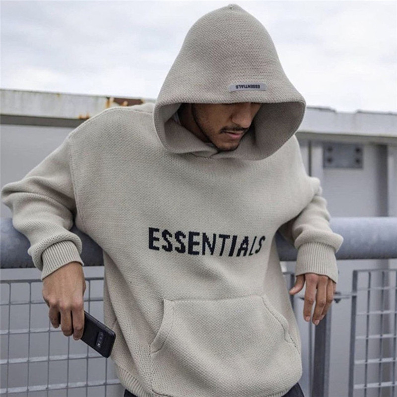 

Version Knit Hoodie Men Women Cotton-Blend Hooded Sweter Oversized Pullover