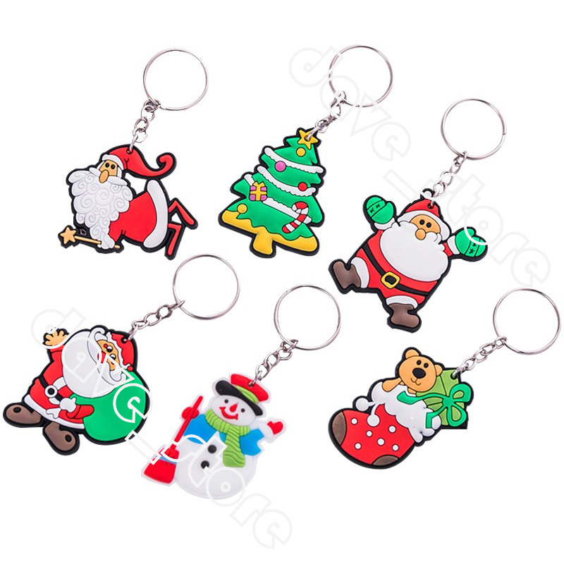 

Cartoon Christmas Old Man Keychains Key Ring Xmas Gift Pendant, Silver