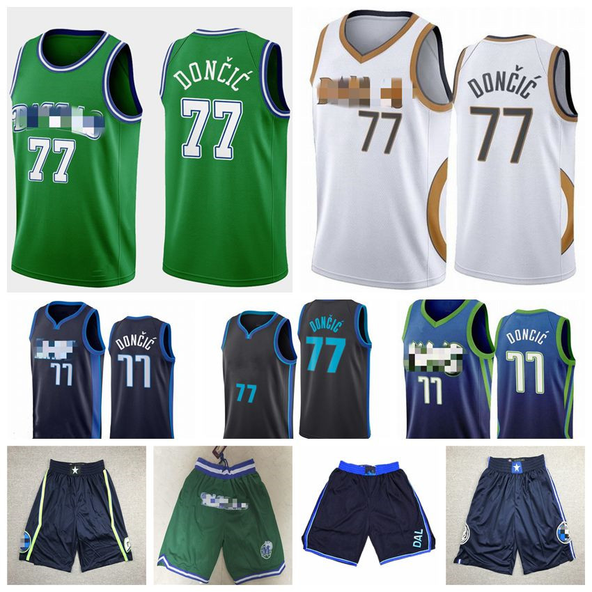 

Dallas's Mavericks's Doncic Basketball Jerseys Mens 77 Luka Jersey Mitchell & Ness 2021 Edition City Shorts Black white, Black;red