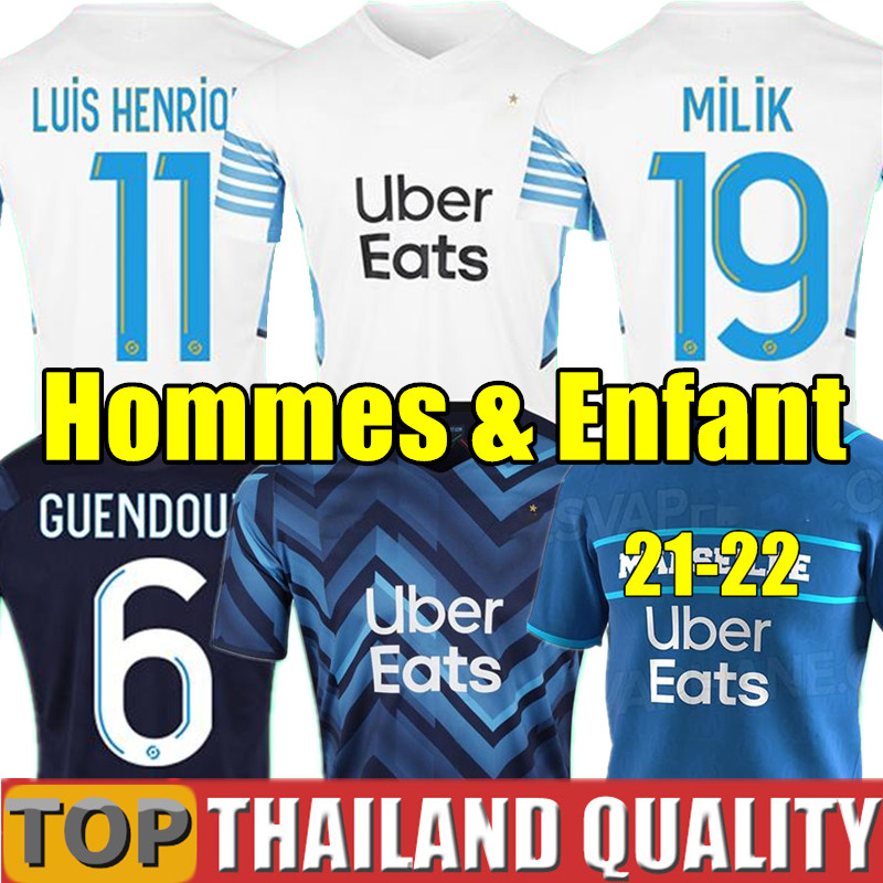 

Marseille soccer jerseys Olympique De 21 22 OM 2021 2022 maillot foot CUISANCE THAUVIN BENEDETTO KAMARA PAYET football shirt Men Kids Kit uniform, 2020 3rd player + patch - men