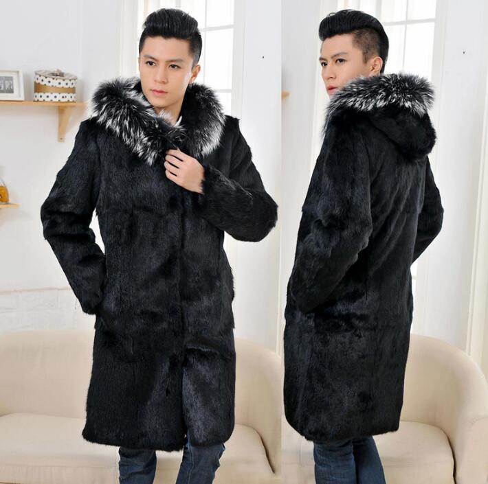 

Men's Fur & Faux Autumn Mink Leather Jacket Mens Hooded Warm Coat Men Loose Jackets Winter Thicken Fashion Black