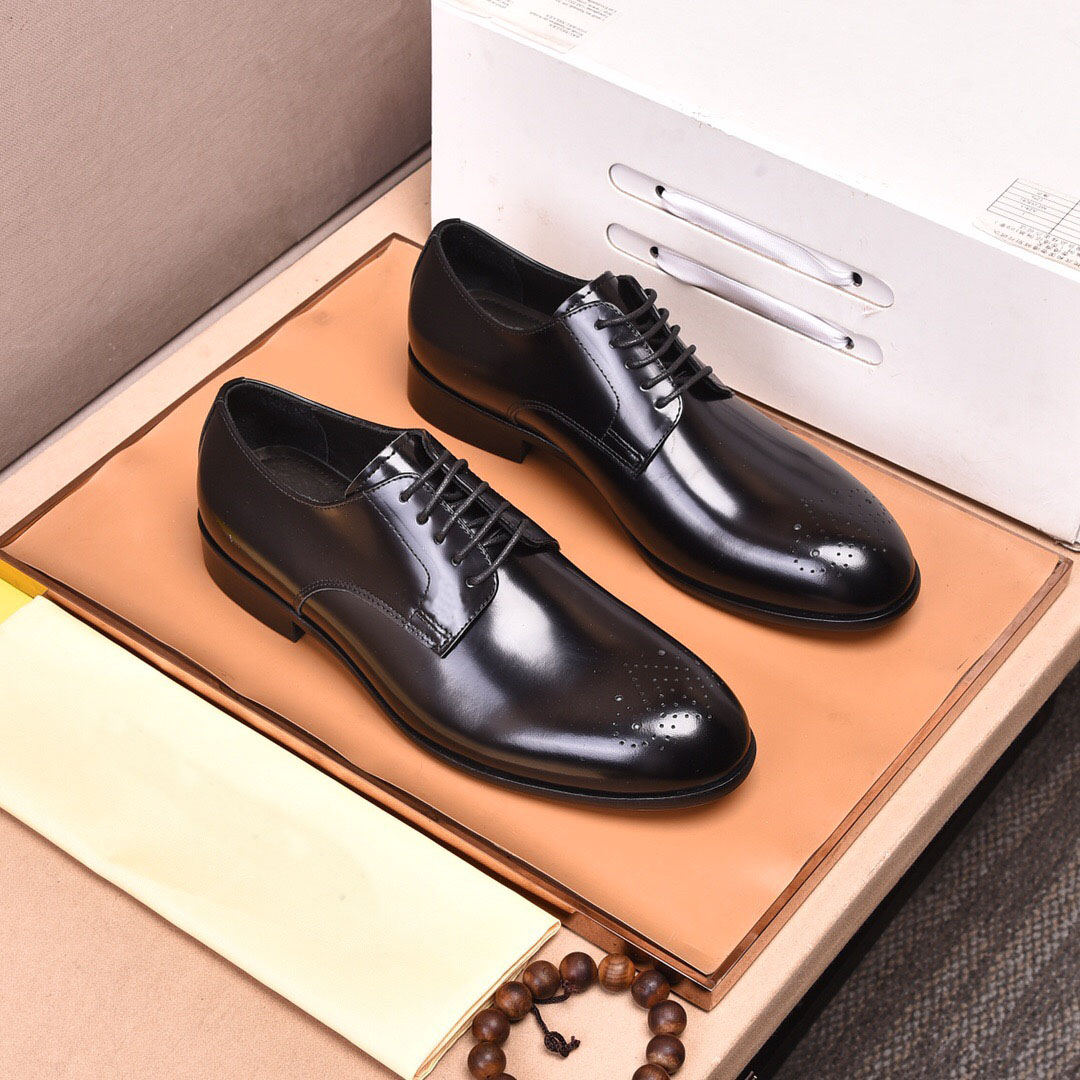 

New 2021 Men's Genuine Leather Formal Dress Shoes High Quality Brogues Casual Loafers Handmade Wedding Party Oxfords Size 38-44, Black