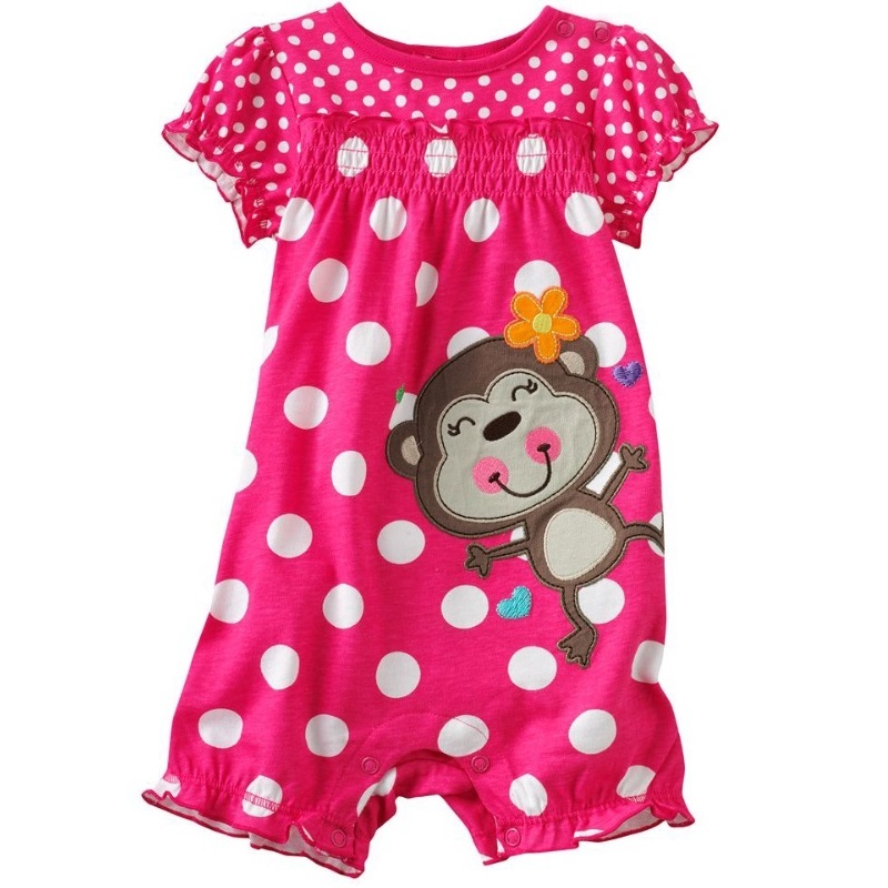 

Red Monkey baby girl romper for summer baby clothes 100% Cotton bebe jumpsuits Polka Dot body suit Newborn Shirt Outfits 210413
