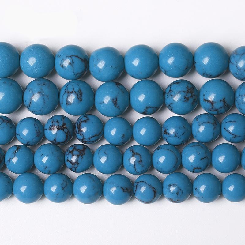 

Other Blue Turquoises Beads Smooth Round Loose Spacer Bead For Jewelry DIY Making Bracelet Earrings Accessories