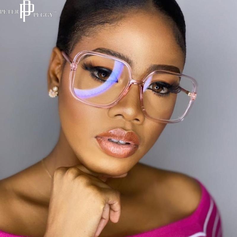 

Fashion Sunglasses Frames Oversized Square Glasses Frame Women Brand Designer Optical Transparent Eyeglasses Unisex, Black