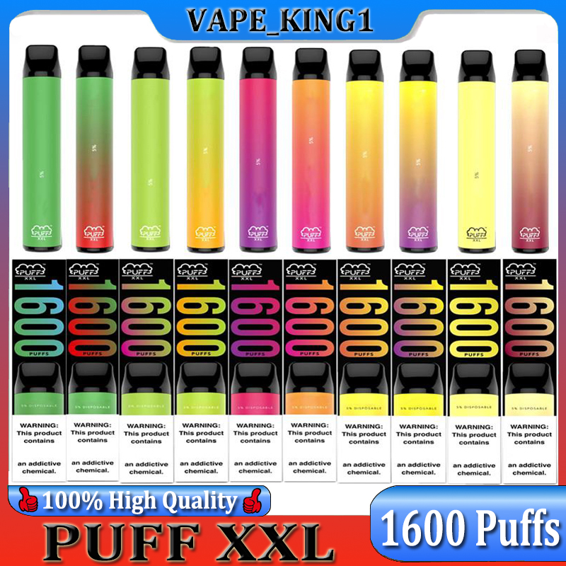 

Puff Bar XXL Vape Pen 1600+ Puffs Disposable Electronic Cigarettes Vape starter Kit Pre-filled 6.5ml Pod Smoking oil Cartridges 35 Colors High Quality