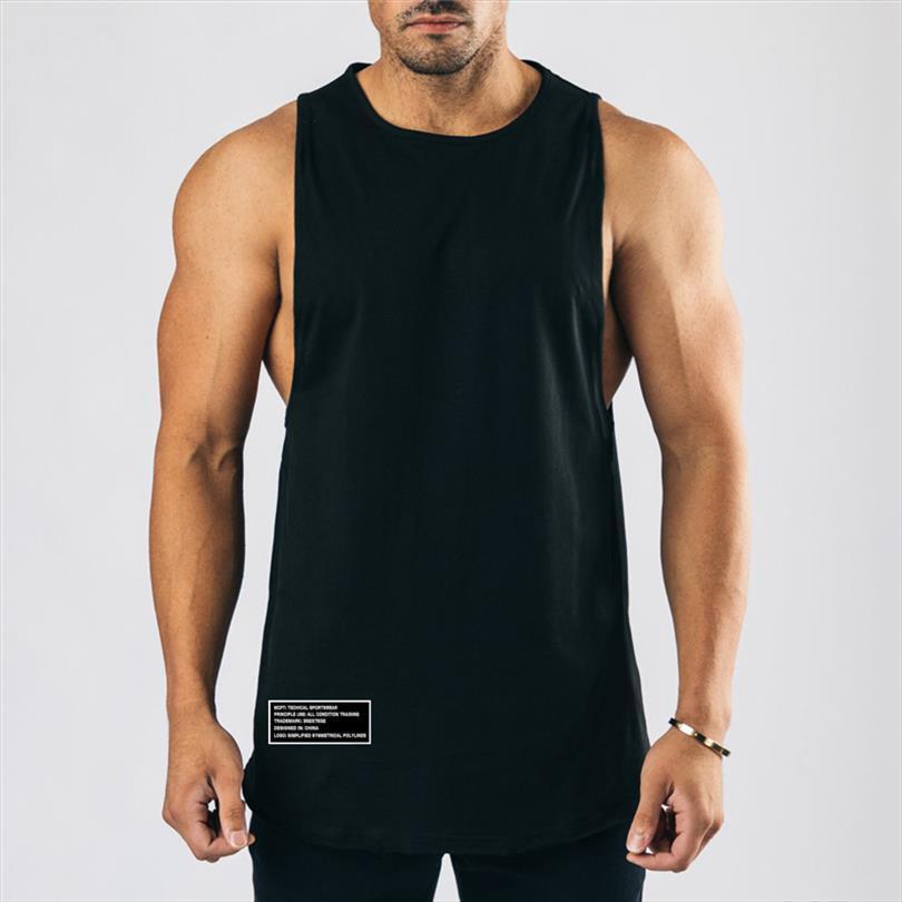 

gym tank men fashion cotton sleeveless shirt fitness clothing mens summer sports casual loose workout tees shirts vest, White;black
