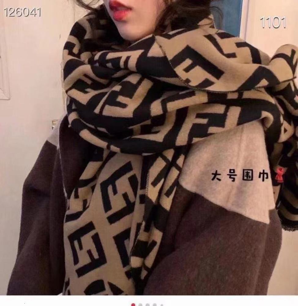 

Korean f-letter imitation cashmere double-sided warm shawl fashion versatile thickened couple's new autumn and Winter Scarf