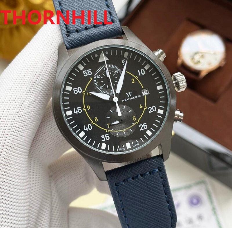 

Top Sell Mens watches stopwatch all dial work quartz movement watch 42mm leather strap chronograph Super Premium Montre de Luxe Perfect Quality WristWatches, As pic