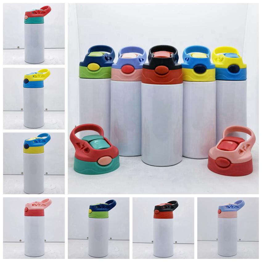 

12oz Sublimation Straight Tumblers Sippy Cups Kids Mugs Stainnless Steel Baby Bottle Drinking tumbler Double Wall Vacuum Cup, As show