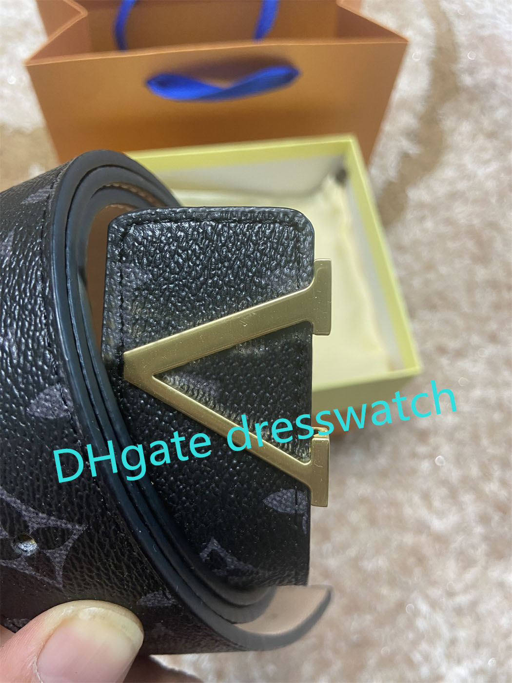 

High quality pure cowhide luxury belt fashion designer men's and women's belts 3.8cm hot selling classic belt dustproof cloth With box-02
