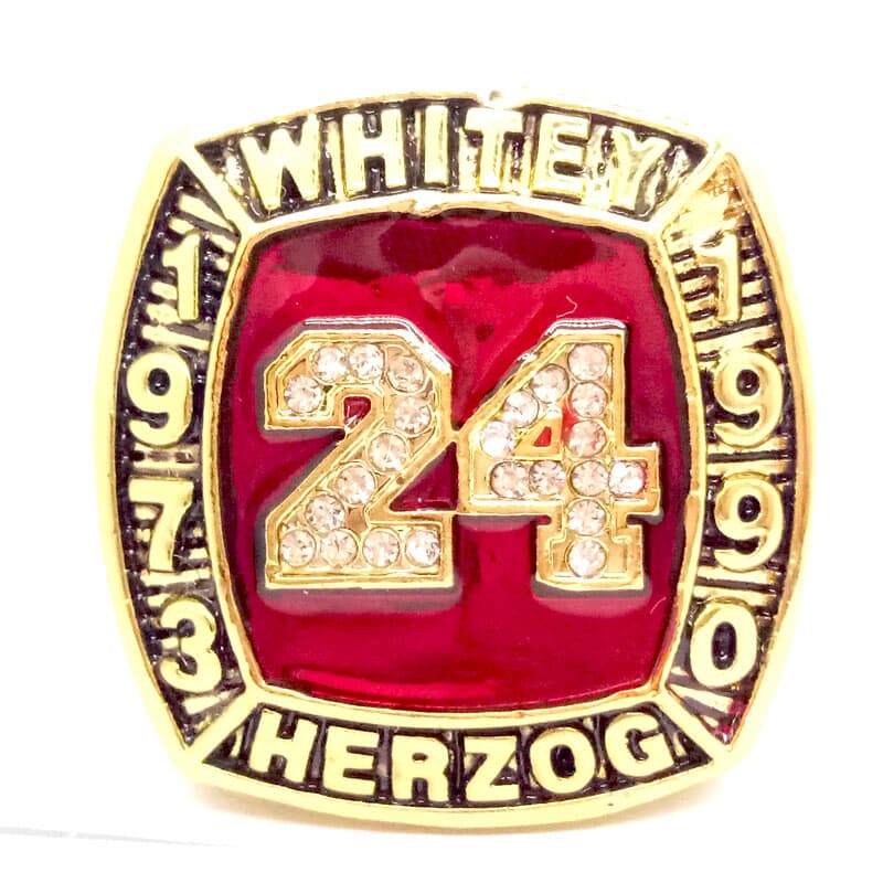 

1973 1990 white herzog hall of fame world memorial memorial replica ring available for customization, Silver
