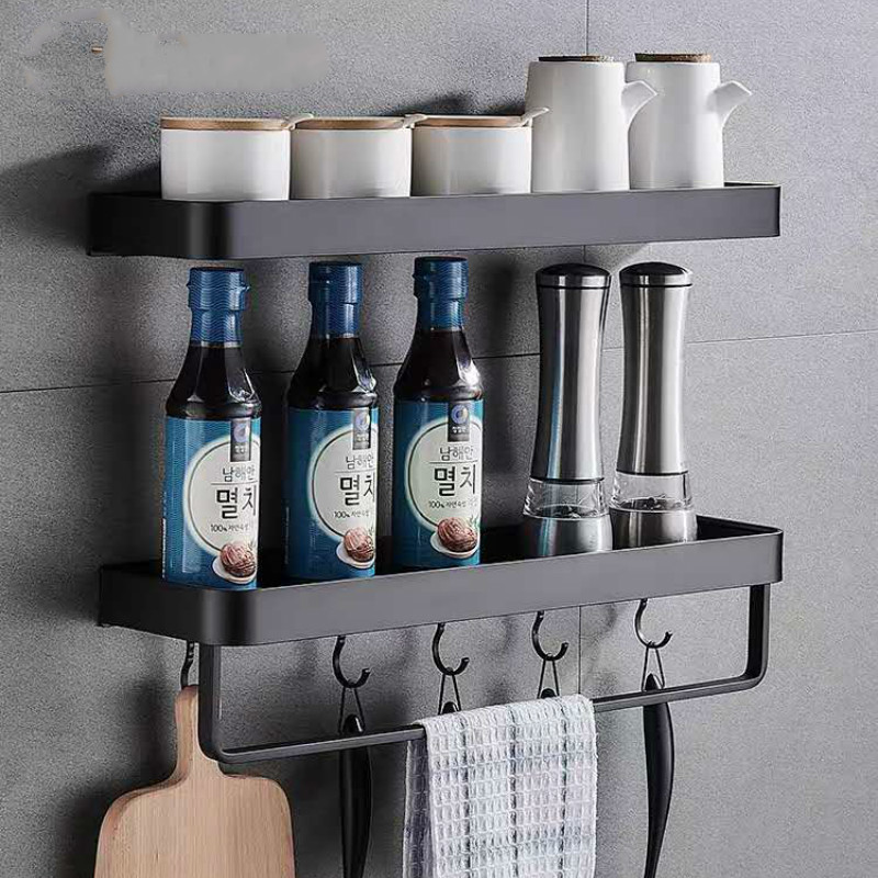 

Kitchen Shef Auminum Wa-Mounted Square Shampoo Shef Cosmetic Sheves Kitchen Nets Shef Storage Rack Organizer Rack
