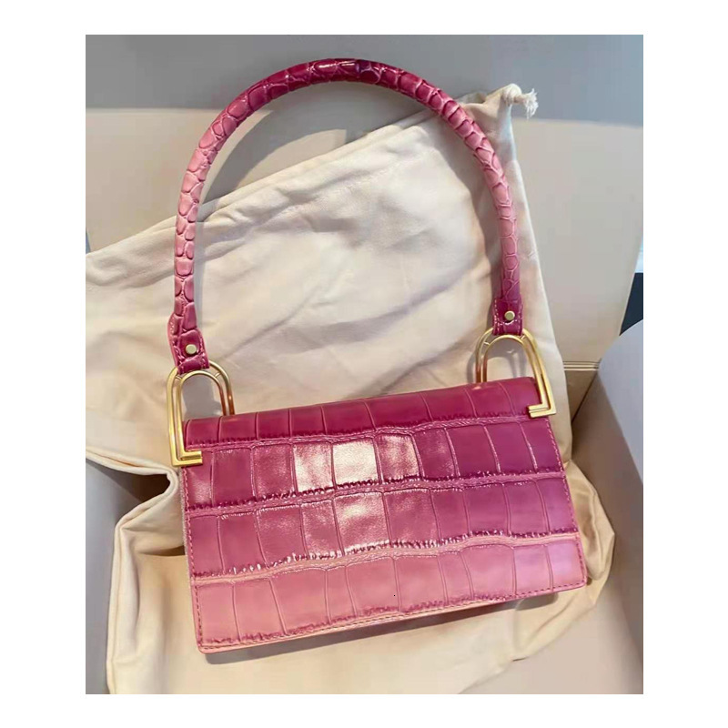 

Summer 2021 Spring Gradient and Stone Pattern Underarm Pearl Handbag One Shoulder French Stick Women's Bag